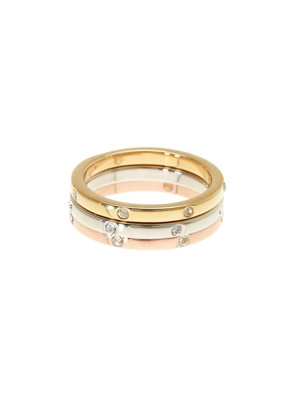 Tri-Color CZ Stackable Ring - Gold, Silver & Rose Gold